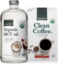 Natural Force Organic Ground Clean Coffee + Organic MCT Oliebundel 100% Pure Kokosnoot MCTs & Mold & Mycotoxine Free Coffee Niet-GMO, Keto, Paleo en Vegan - 10 Oz Bag en 32 Oz Glasfles