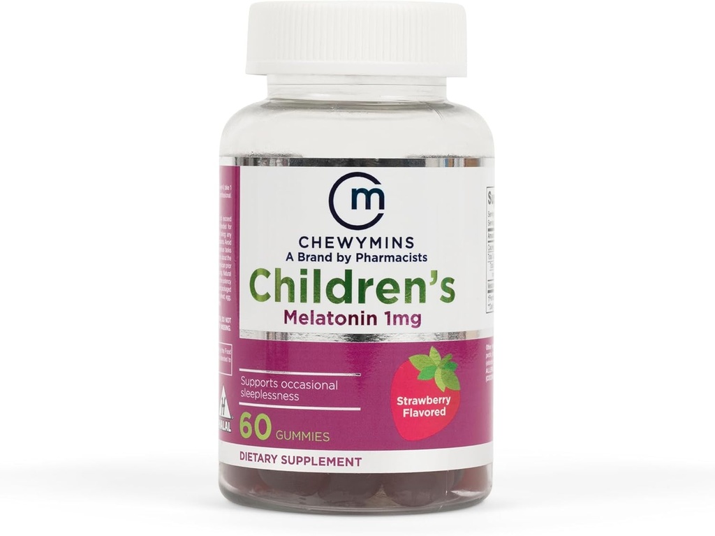 Halal Children's Melatonine Gummies - Aardbei, sinaasappel en citroensmaak - niet-GMO, biologisch - Ondersteunt slaap - 60 Gummies