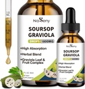 Soursop Bitters Liquid, Soursop Bitters voor Immune, Antioxidant, Digestief, Graviola Fruit en Blad Extract Drop, Kruidenextract met Vitamine voor Cell Support & Regeneration, Dagelijks Supplement, 2 FL OZ