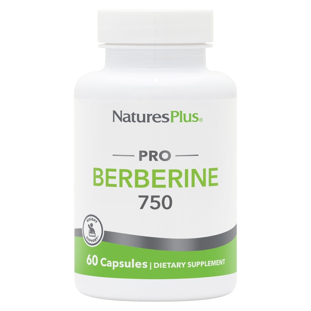 Natures Plus PRO Berberine 750 mg - 60 capsules - Ondersteunt gezond metabolisme - Non-GMO, Veganistisch en glutenvrij - 30 porties
