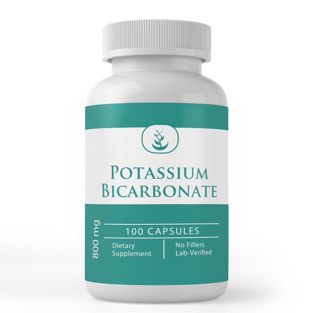 Pure originele ingrediënten Kaliumbicarbonaat, (100 capsules) Altijd zuiver, Geen additieven of fillers, Lab geverifieerd