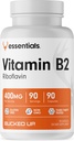 Gebogen vitamine B2 400 mg capsules, Essentials (90 porties)