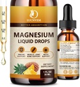 (2 Pack) Magnesium Glycinate Liquid Drops met Citrate en Taurate, High Absorptie Magnesium Complex 1200mg met GABA, L-theanine, D3 en B6 voor Kalmte, Slaap, Ontspannen - Ananas Smaak 2 Fl Oz
