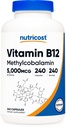 Nutricost Vitamine B12 (Methylcobalamine) 5000mcg, 240 Capsules - Vegetarische Caps, Non-GMO, Glutenvrij B12 Supplement