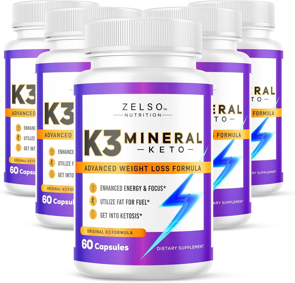 ZELSO (5 Pack) K3 Mineraal gewichtsverlies pillen voor vrouwen en mannen, K3 Mineraal pillen - K3 Zout Mineraal, Vitamine + K3 Capsules supplement voor Keto gewichtsverlies - 5 maanden levering