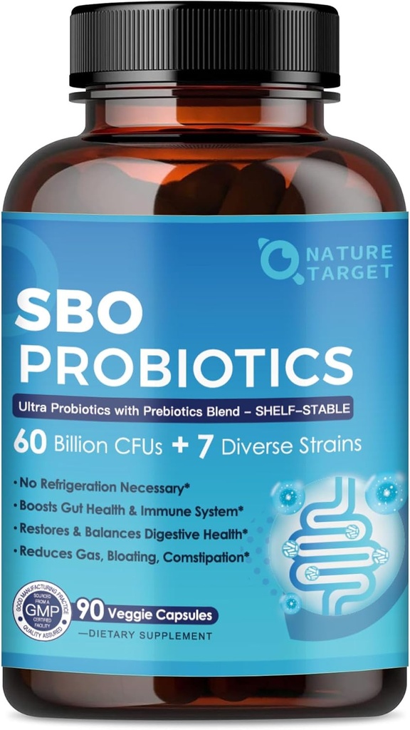 Probiotica voor vrouwen & mannen Digestieve gezondheid,60 miljard CFUs Spore Probiotica met prebiotica voor Immune, Gut Health, SBO Probiotica Ondersteuning Occasional Constipatie, Gas & Bloating, 90 Veggie Capsules