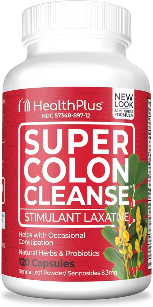 Health Plus Super Colon Cleanse Laxative, 530 Milligrammen, 120 Telling (pakket van 1)