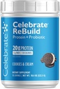 Vier vitamines Herbouw Proteïnepoeder met Probiotica & Prebiotica - 20g Wei Isolaat Proteïne, Hoge Vezel, voor post-Bariatrische Chirurgie Patiënten - Cookies & Cream (15 porties)