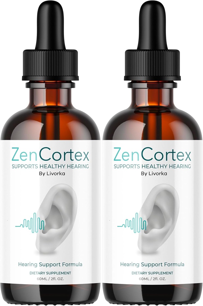 LIVORKA ZenCortex Drops, Liquid Supplement for Ear Health, Ondersteunt Gezond Gehoor, 2 flessen voor 60 dagen - Verpakking van 2