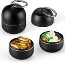 Zannaki Petit porte-clés portable simple boîte à pilules - Boîtier organisateur de la pilule de voyage quotidienne en métal, bouteille de support de pilule imperméable, mignon supplément de vitamine de médecine porte-conteneur pour la poche ou la Purse, noir