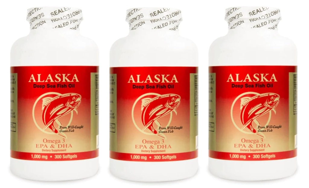 3 X 300 Alaska Deep Sea Omega-3 Visolie =900Caps, EPA/DHA, vers, Nieuw artikel Goed product !!