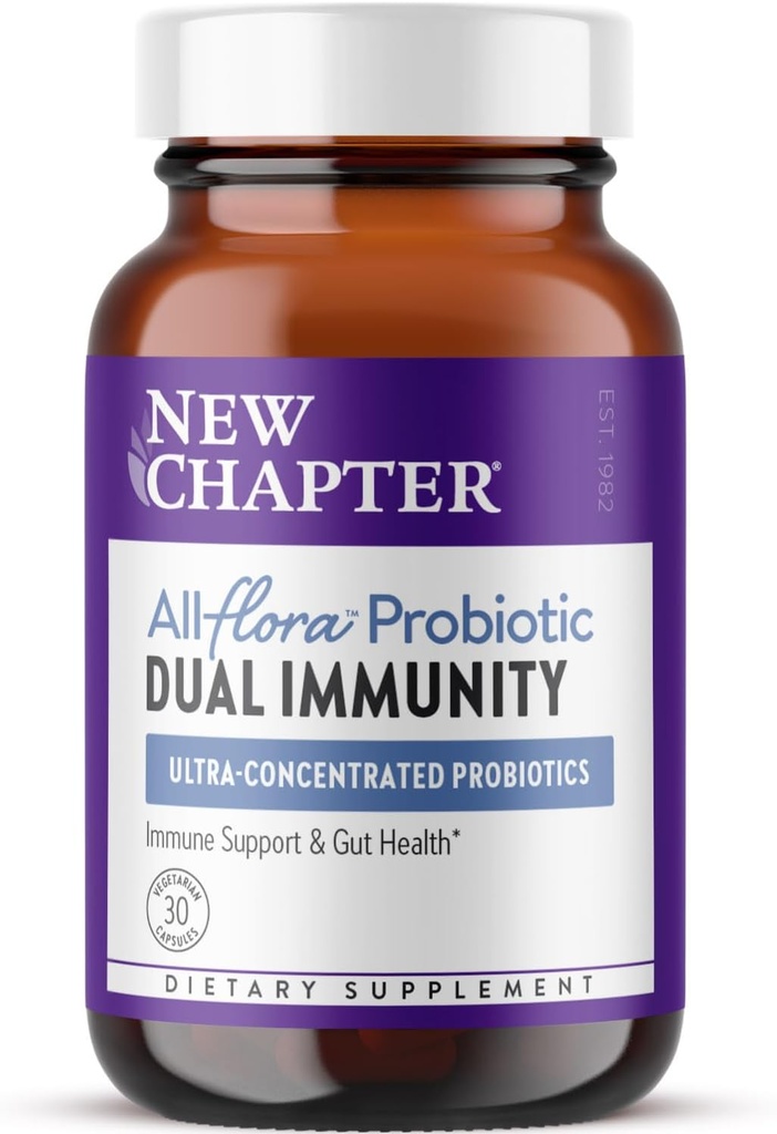 Nieuw hoofdstuk All-FloraTM Probiotic Dual Immunity, Clinical-Strength Ingredients - Zeer geconcentreerde probiotica voor actieve immuunsupport & Gut Health + Immune-Boosting Gefermenteerde Postbiotica, 30 ct