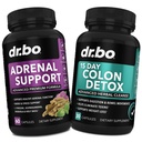 DR. BO Suppléments de soutien adrénal et de nettoyage des colonies - Supplément de fatigue adrénal avec Ashwagandha & L Tyrosine - Pilules de nettoyage intestinal de 15 jours pour le soutien du mouvement Bowel et le nettoyage de l'estomac Gut