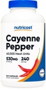 Nutricost Cayenne Pepper 530mg, 240 capsules - 40 000 unités de chaleur, sans gluten, sans OGM