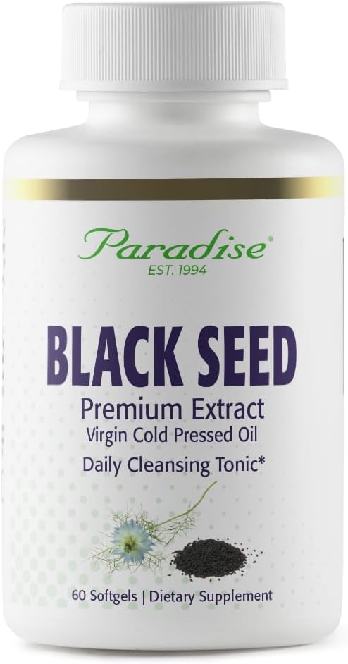 Paradijs Black Seed Oil, rijk aan antioxidanten, Immune ondersteuning, Super Potent, Ultra Pure, Veganistisch, Niet GGO, Glutenvrij, 60 Softgels