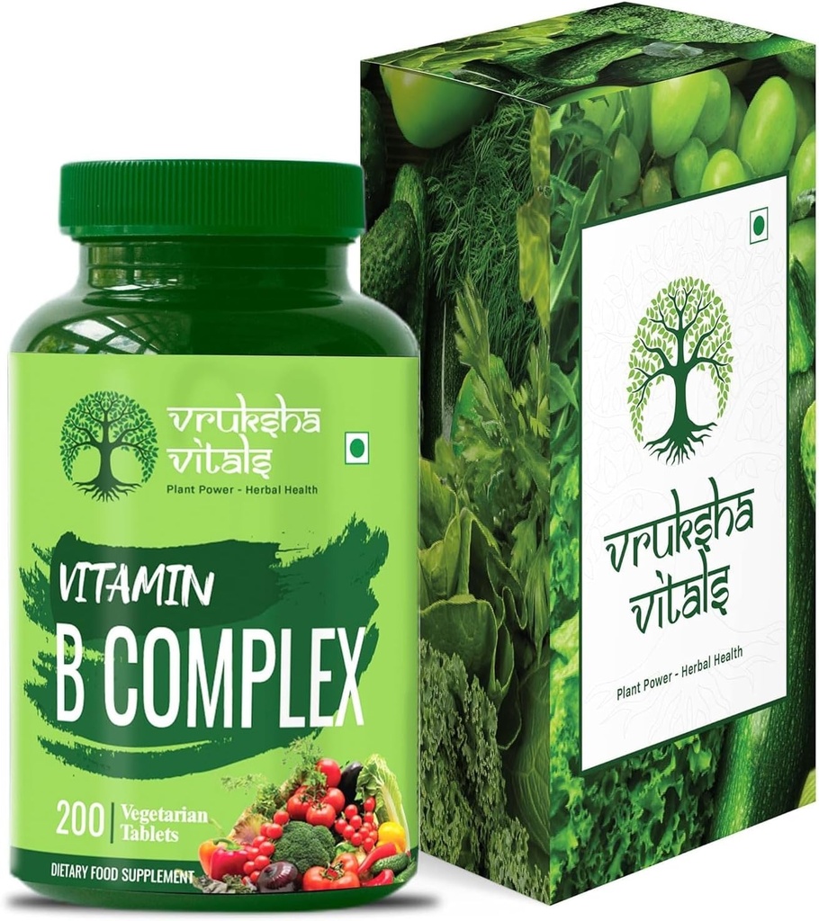 Complexe générique de vitamine B 100 % RDA - 200 comprimés/capsules - Supplément de vitamine B (B1, B2, B3, B5, B6, B7, B9, B12), vert