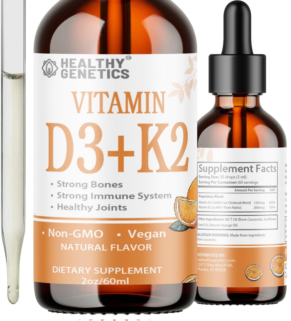 Vloeibare vitamine D3 K2 Plus Vitamine K2 MK-7 