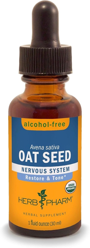 Graines d'avoine biologique sans alcool certifiées par Herb Pharm pour le soutien du système nerveux - 1 Fl Oz (paquet de 1)