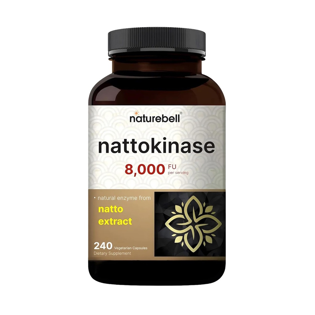 NatureBell Nattokinase Supplement 8.000 FU per portie, 240 Veggie Capsules 