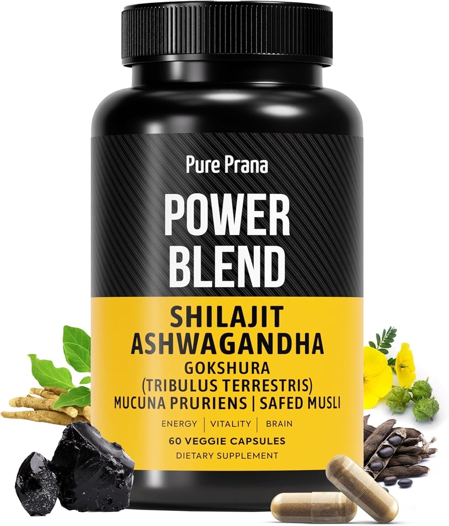 Pure Himalaya Shilajit met Ashwagandha voor mannen - 12000mg Authentieke Shilajit Capsules met Goksura, KSM-66 & Safed Musli 