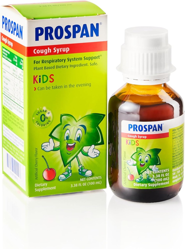 Prospan/Abrilar Kids Cough Syrup + Slijm met eigen Ivy Leaf Extract EA575 - Soothes Cough, Mucus Relief, No Sugar, Non-Drowsy, Alcoholvrije, Drugvrije - 100 ml