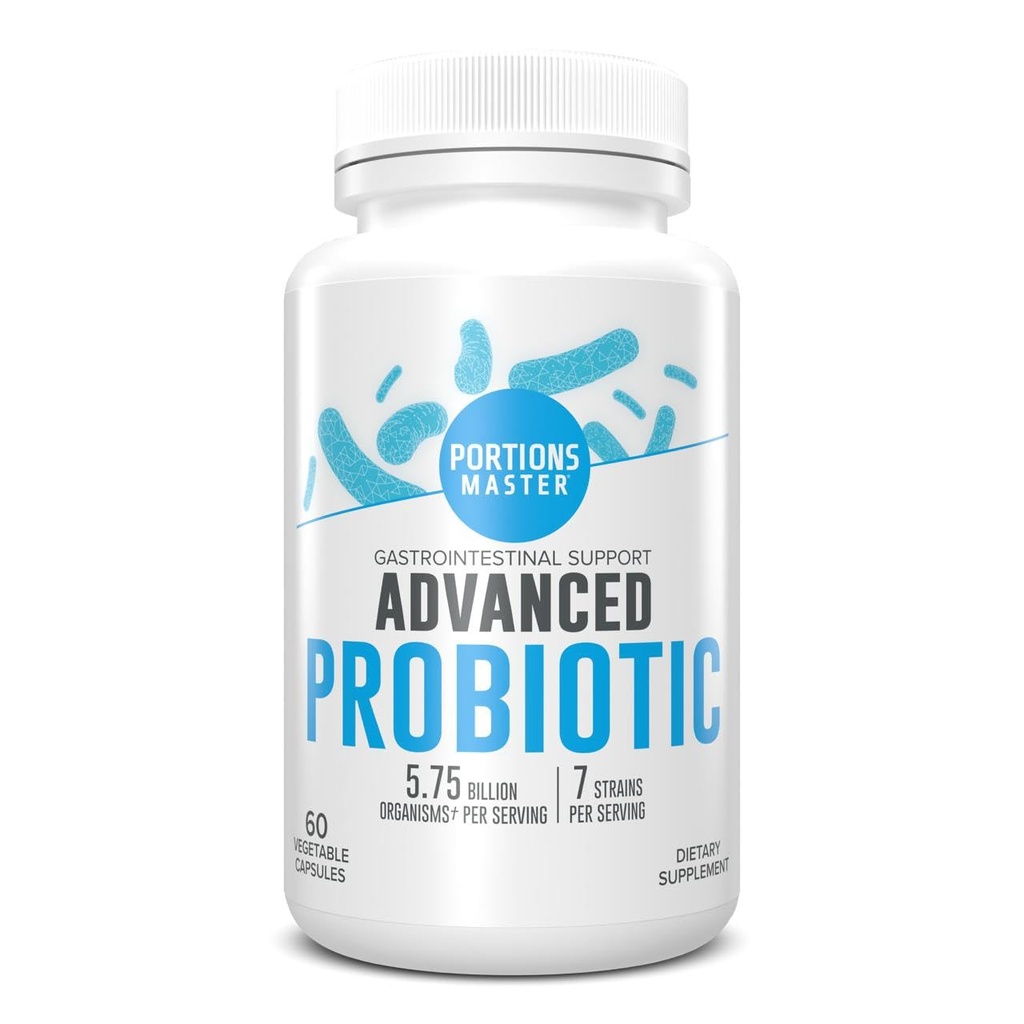 Porties Master Probiotica 5,75 Miljard CFU, Dagelijks Probiotisch en Organisch Prebiotisch Supplement voor Gut Health, Digestieve Ondersteuning en Immune Balance, Non-GMO, Glutenvrije, Dairy-Free (60 Capsules)