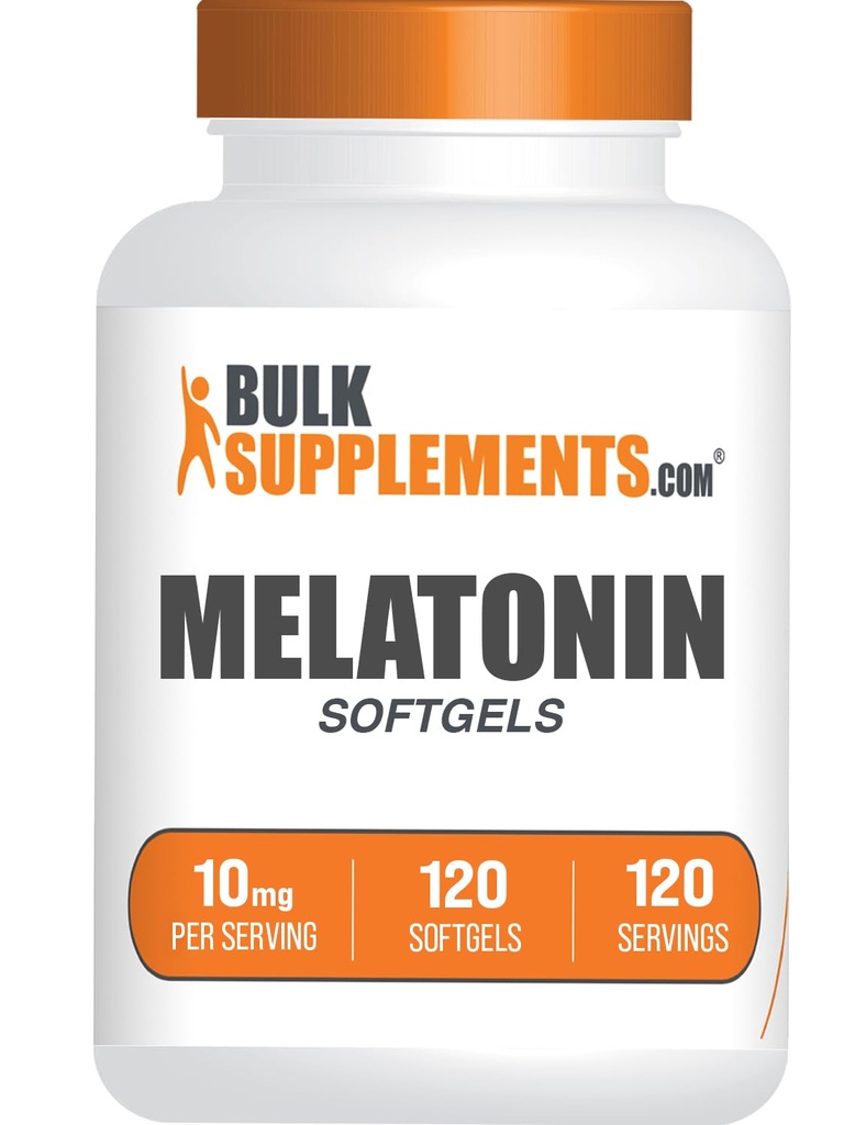 BulkSupplements.com Melatonine 10 mg Softgels - Melatonine voor volwassenen, Slaapsupplement - 10mg Melatonine per Serving, Glutenvrij, 1 Softgel per Serving, 120 Tellen (Pack of 1)