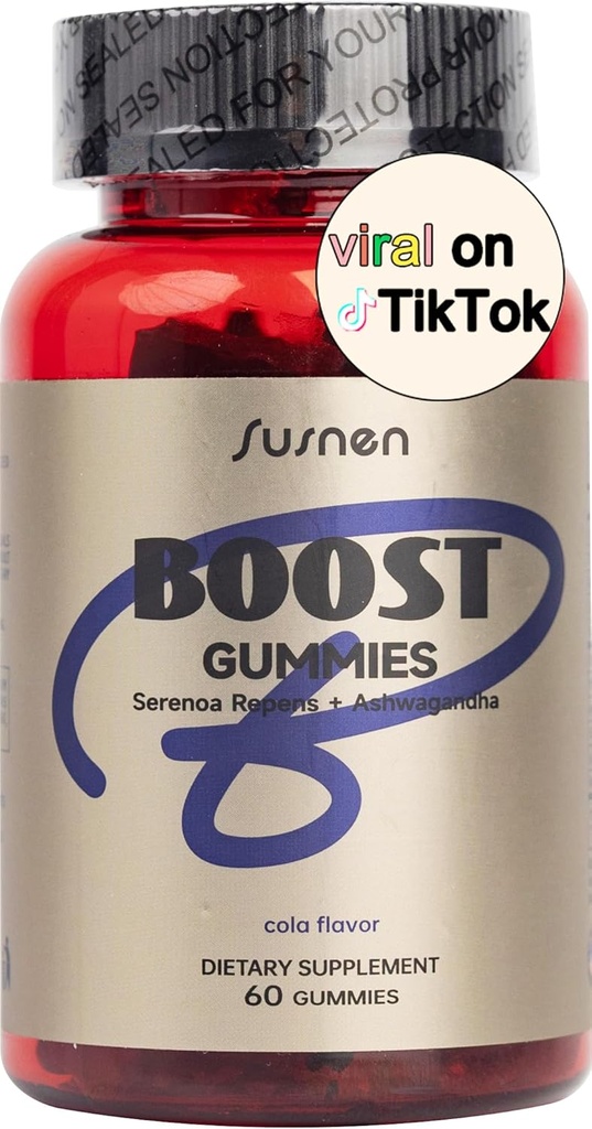 Boost Gummies,Serenoa Repens & Ashwagandha Extract,Saw Palmetto voor mannen,Enhance Body Function, Reduce Stress, Male Vitality Supplement,Cola Flavor(60 Gummies)