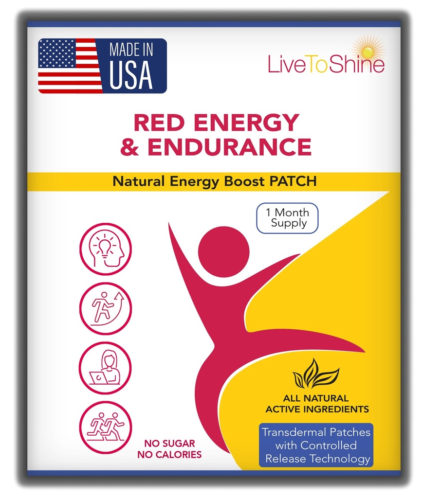 Red Energy & Endurance Patch - Énergie Naturelle - USA Made - 30 Patches
