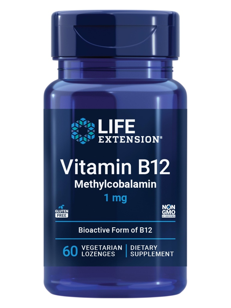 Levensverlenging Vitamine B12 Methylcobalamine, Nerve Health Supplement, Cognitive Support, Energie Vitamine, methylcobalamine B12, 1 mg, Quick-Dissolving, Vegetarisch, 60 lozen