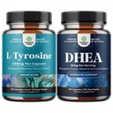 Bundle of Free Form L Tyrosine 1000mg Capsules - Amino Acid Nootropic for Mood Focus Attention & Cognitive Performance and DHEA Supplement for Hormone Balance - Dehydroepiandrosterone for Adults