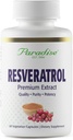 Paradijs Kruiden Resveratrol, Antioxidant, Super Potent, Ultra Pure, Veganistisch, Niet GGO, Glutenvrij, 60 Vegetarische Capsules