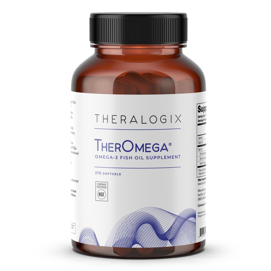 Theralogix TherOmega Omega-3 Visoliesupplement - Ondersteunt Hart, Hersenen, Immune & Joint Health* - 700 mg DHA & EPA van Wild Alaska Pollock - Duurzaam gegenereerd - NSF Certified - 270 Softgels