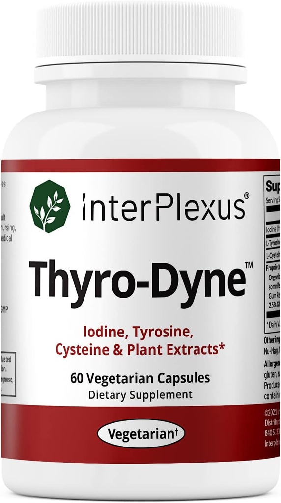 InterPlexus Thyro-Dyne - Jodium, Tyrosine & Plant Extracten voor schildklierondersteuning- Glutenvrij, zuivelvrij, sojavrij - 60 capsules (30 porties)