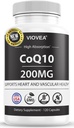 CoQ10 - Made in USA, 120 Capsules, 200mg (4-maand supply), Ultra High Absorptie Coenzyme Q10 Supplement - Antioxidant voor hart, vasculaire gezondheid en energie Boost