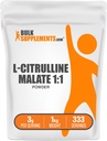 BulkSupplements.com Malate de L-Citrulline 1:1 Poudre - Poudre de Citrulline, Supplément acide amino - Sans aromatisé et sans gluten - 3g par portion, 1kg (2,2 lbs) (paquet de 1)