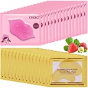 30 Pairs Lip Mask & Under Eye Mask, 24K Gold Crystal Collagen onder oogpatches voor gezwollen ogen, Lipmaskers effectief voedt de Lip & Eye Skin, oogmaskers verminderen Fine Lines & Dark Circle