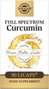 Curcumine de spectre complet de Solgar - 90 LiCaps - Absorption supérieure - Santé cérébrale, articulaire et immunitaire - Non-OGM, végétalien, sans gluten, sans lait - 90 portions