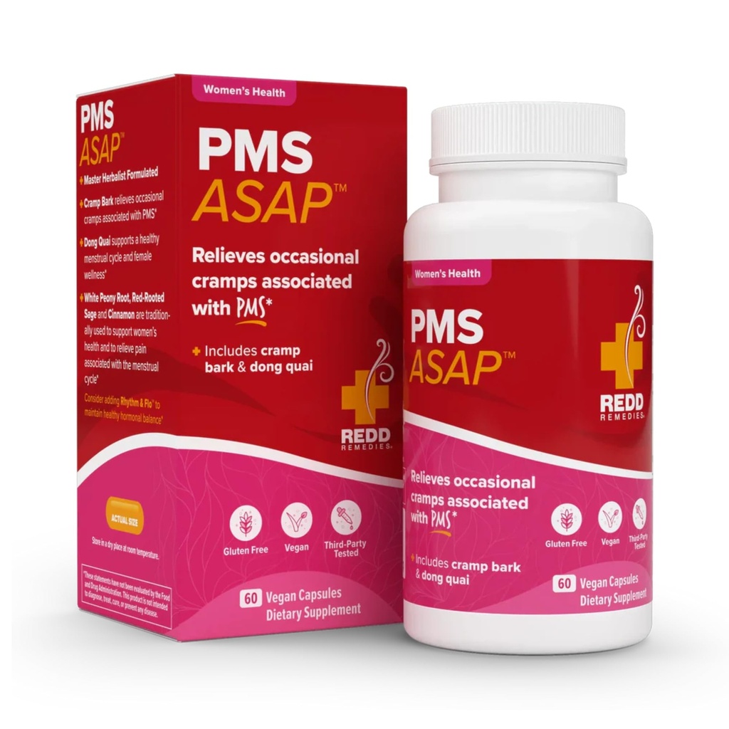 Redd Remèdes, PMS ASAP, Comprend Cramp Bark & Dong Quai, 60 Capsules Vegan