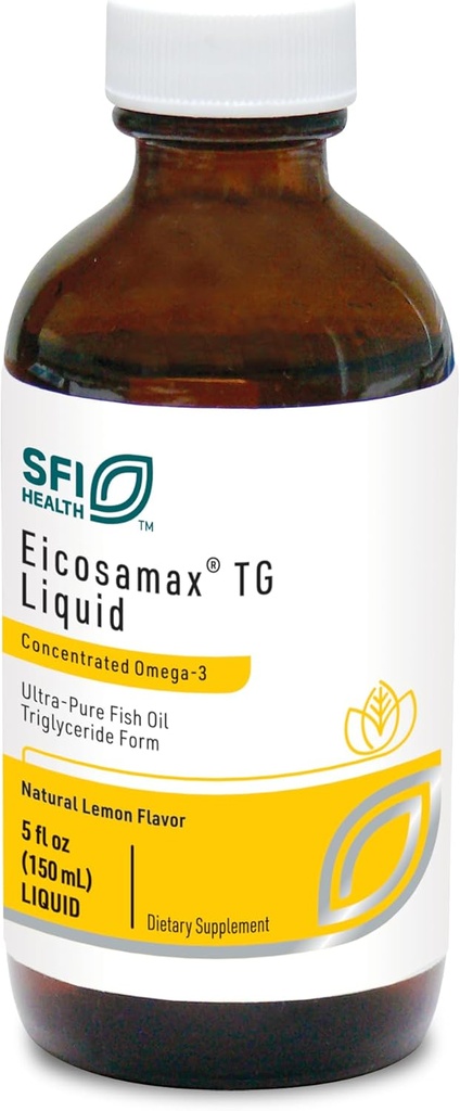 Klaire Labs SFI Health Eicosamax TG Visolie - Ultra Pure Omega-3 Visolie Pillen met EPA/DHA - Duurzaam Geserveerd - Natuurlijke Citroensmaak voor Geen Fishy Burps of Aftersmaak (30 Serves / 5 fl oz)