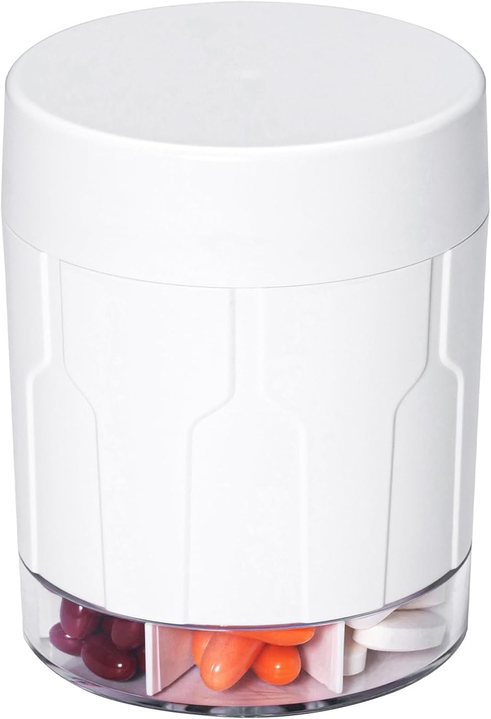 Betife Extra Large Supplement Organizer,Weekly pil Organizer Bottle, Daily Pill Dispenser met 7 Grote Compartiments, Organisator om 7 dagen vitamine Medicatie, 21 Labels en een schoonmaakborstel(White)