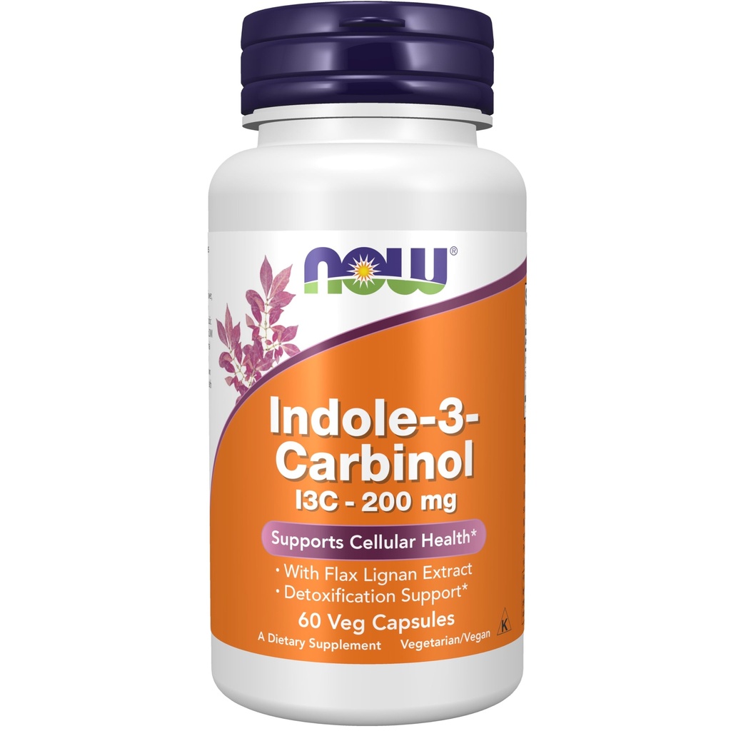NOW Foods Supplements, Indole-3-Carbinol 200 mg met Flax Lignan Extract, 60 Veg Capsules