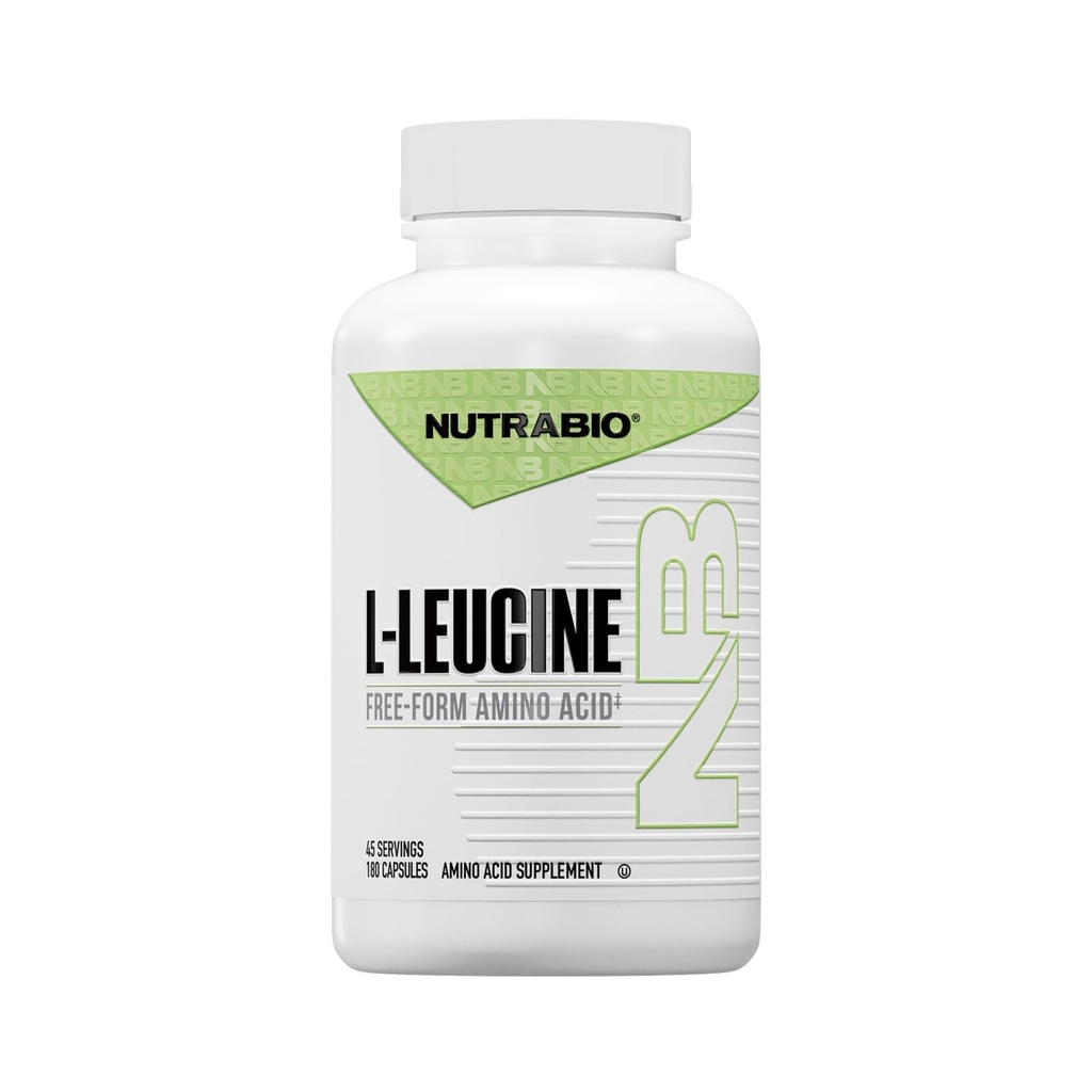 NutraBio L-Leucine Supplement - Optimaal Aminozuur voor Spiergroei en Herstel - Natuurlijk Gefermenteerd Vrije Vorm Leucine Aminozuren Supplement- Veganistisch, Non-GMO, Glutenvrij - 400mg, 180 Capsules
