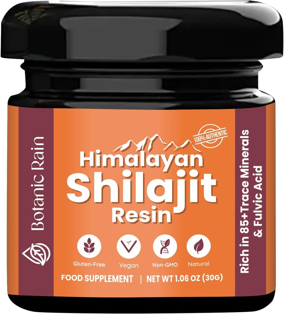 Pure Himalaya Shilajit Resin voor mannen en vrouwen, 85+ Trace Minerals, 75%+ Fulvinezuur voor energie Boost & Immune Support, Himalaya Resin Ayurveda Product - 1,06 oz