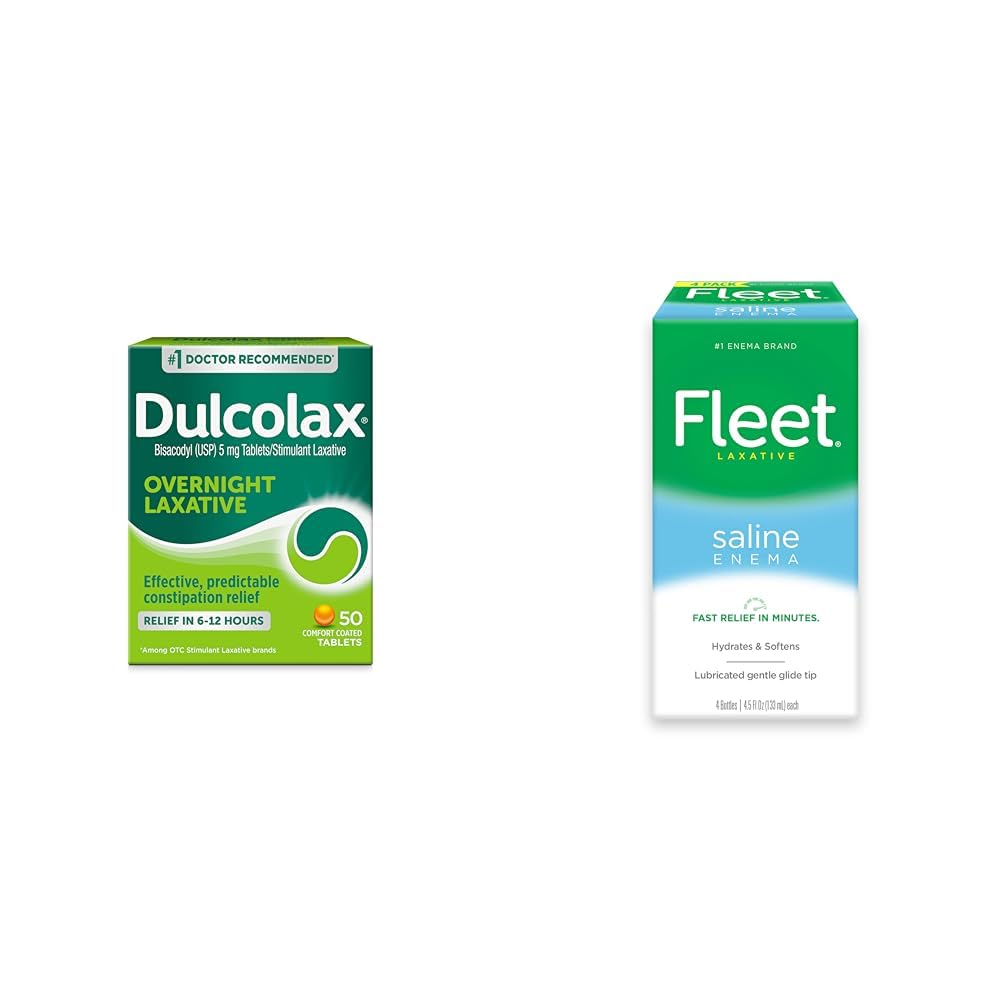 Dulcolax Overnight Relief Laxative 50 Tell & Fleet Saline Enema Adult Constipatie Relief 4 Flessen