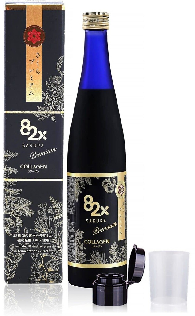 82X Collagen Premium - Boissons de collagène marin - Peptides de collagène boisson liquide pour les ongles de cheveux de peau du Japon avec 82 plantes fermentées, vitamines, minéraux et suppléments