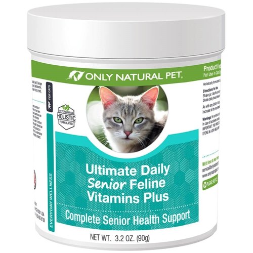 SEULEMENT DE PET NATUREL Ultime Multivitamine Féline d'aînée quotidienne avec/Taurine et L-Lysine – Supplément nutritionnel en poudre pour chats adultes et plus âgés – Immune et soutien conjoint – formule complète de vitamine, 3,2oz