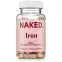 Naked Iron 65mg, 325mg Bisglycinate de fer - supplément de fer à haute puissance pour la carence en fer, soutien énergétique cellulaire, favorise la production saine de globules rouges, non-OGM, sans gluten, 60 capsules