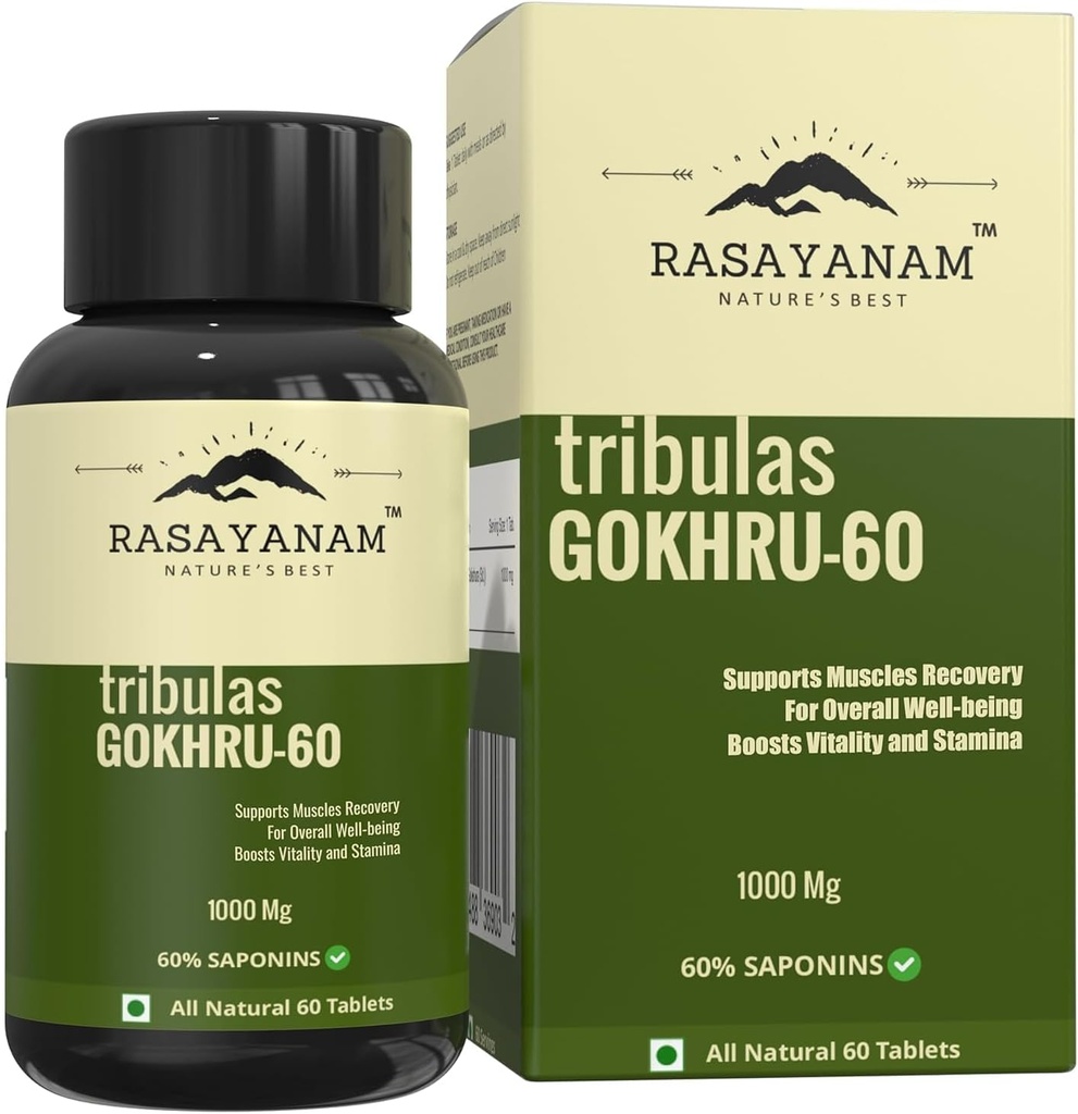 Algemene Tribula's Gokhru-60 Gokshura Tablets 1000mg Ultra High Geconcentreerde 60% Saponinen 