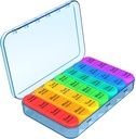Daviky Pill Organizer, Daily Pill Box 7 Day, Weekly Pill Organizer 4 keer per dag, Large Travel Pill Case met 28 Compartiment om geneeskunde, vitamine en supplement vast te houden (blauw)